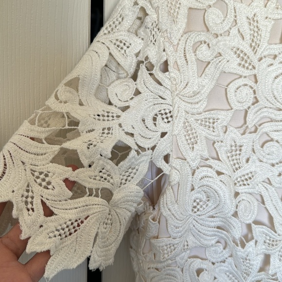 AG Phillips Andrea Phillips Floral Dress Guipure Lace Italian Silk Ivory Size 8 - Picture 6 of 16